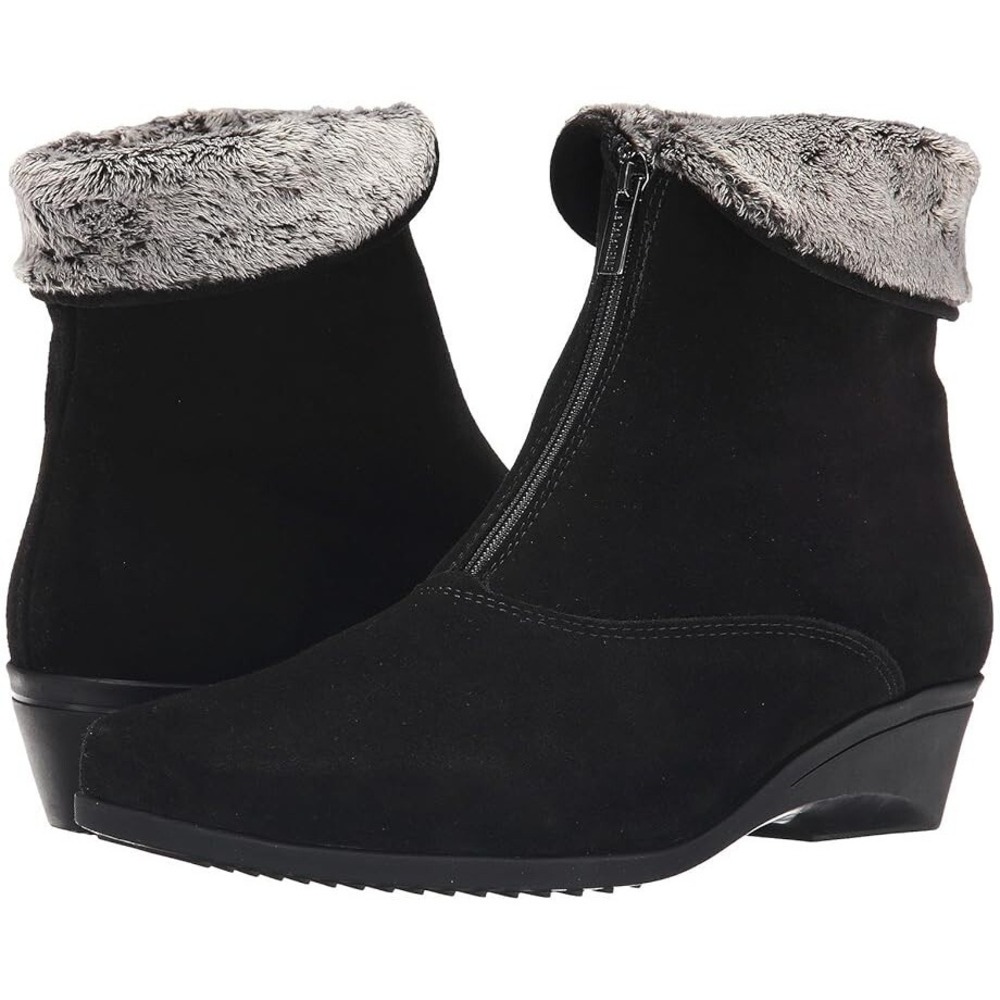 La Canadienne® Women's 7 NARROW Evitta Walking Boot in‎ Black Suede - $485
